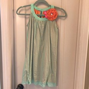 NWT J.Khaki Kid Green Dress Orange Lining & Flower